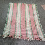 Vintage Woven Scalloped Afghan Striped Granny Chic Throw Blanket 50x59 Boho