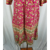 Vintage 70s Kaftan Hawaiian Dress MuuMuu Womens M L VNeck Floral Midi Tiki Luau