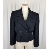 Vintage Valentino Miss V Cropped Wool Double Breasted Blazer Jacket Womens 44 10