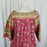 Vintage 70s Kaftan Hawaiian Dress MuuMuu Womens M L VNeck Floral Midi Tiki Luau