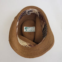 Vintage Bailey of Hollywood Paper Straw Fidora Hat Mens S Meyer the Hatter Plaid