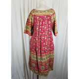 Vintage 70s Kaftan Hawaiian Dress MuuMuu Womens M L VNeck Floral Midi Tiki Luau