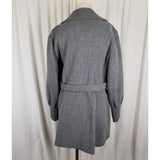 Vintage Montgomery Ward Grey Wool Tie Sash Trench Coat Peacoat Womens M 70s USA
