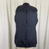 Marella Worsted Wool Navy Blue Collarless Jacket Blazer Womens 8 Crest Buttons