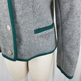 Vintage Boos Austrian Style Nordic Felted Boiled Wool Jacket Cardigan Womens 42