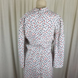 Vintage Nat Kaplan Couture Blouson 80s Day Dress Womens S 3/4 Puff Sleeves Scarf