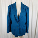 Vintage Pendleton Pure Virgin Wool Blazer Jacket Womens 16 USA Greenish Blue