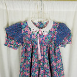 Vintage Jolene Lace Collar Calico Floral Twirl Party Dress Girls 6X USA Cotton