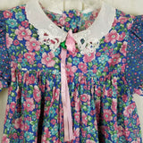 Vintage Jolene Lace Collar Calico Floral Twirl Party Dress Girls 6X USA Cotton