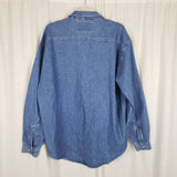 Vintage Levis Two Horse Chambray Denim Blue Jean Button Down Work Shirt Mens L