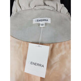 Generra Ruffled Round Collar Asymmetrical Jacket Womens L Oyster $328 Off Center
