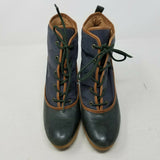 LL Bean Wedge Platform Lace Up Fabric Ankle Boots Womens 8 M Winter Fashion Snow