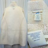 TravelSmith Faux Shearling Leather Sherpa Berber Fur Peacoat Jacket S Tan Vegan