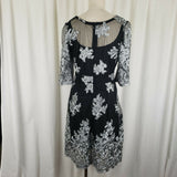 Mod Vintage 60s Twiggy Space Age Fit & Flare Twirl Dress Sheer Lace Womens M L