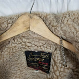 Sears Sportswear Vegan Faux Shearling Suede Western Peacoat Car Coat Mens 40 Tan