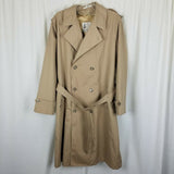 Misty Harbor Insulated Double Breasted Belted Trench Coat Mens 40L Zip Out Liner
