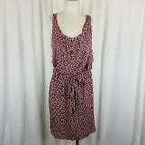 Ann Taylor Loft Blouson Scoop Neck Tie Waist Summer Dress Womens M Brick Red