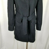 Gap Wool Blend Belted Tie Sash Trench Coat Peacoat Womens M Charcoal Gray