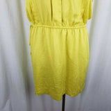 Banana Republic Chartreuse Yellow Pintuck Blouson VNeck Dress Womens M 2017