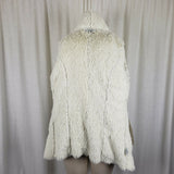 Mystree Vegan Faux Suede Sherpa Lined Drape Ruffled Swing Jacket Coat Womens S