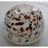 HAND BLOWN GLASS ART Decorative BOWL MURANO STYLE Weighted Blues Browns White