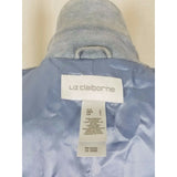Liz Claiborne Blue Suede Leather Full Button Up Blazer Style Jacket Womens L