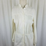 Vintage Charles Alan Pleated Shirt Coat Dress Womens S M Button Down Front Ivory
