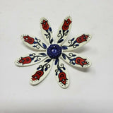Lot 2 Vintage Antique Floral Metal Enamel Painted Danish Brooches Pins W Germany
