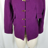 Vintage Handmade Wool Cowl Neck Mock Collar Blazer Jacket Womens L XL Toggle MCM