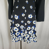CeCe Cynthia Steffe Floral Print Long Sleeve Twirl Shift Dress Womens 4 Pansy