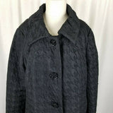 Laura Ashley Black Houndstooth Woven Short Button Up Peacoat Jacket Womens XL 3D
