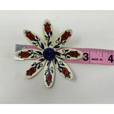 Lot 2 Vintage Antique Floral Metal Enamel Painted Danish Brooches Pins W Germany