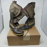 LL Bean Waxed Coated Canvas Tall Boots Womens 9M Waterproof Rubber Duck USA New