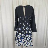 CeCe Cynthia Steffe Floral Print Long Sleeve Twirl Shift Dress Womens 4 Pansy