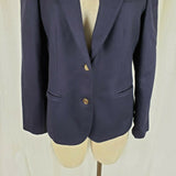 Hannington Boston Wool Blazer Jacket Womens 15 16 Navy Blue Gold Crest Buttons
