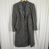 Vintage Black & White Herringbone Tweed Wool Peacoat Mens L Over Top Coat