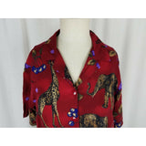 Tapestry Animals Elephants Giraffe Safari Zoo Print Tunic Blouse Top Womens M