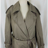 Saxton Hall Petites Double Breasted Belted Insulated Trench Coat Womens 14P Tan