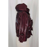 Char Char Califa LA Bling Hooded Ruffled Satin 3/4 Sleeve Bomber Jacket Womens L