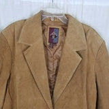 G-III Suede Brushed Leather Blazer Jacket Womens XL Unisex Mens Tan  Earth Camel
