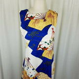 Bucks of Hawaii Long Maxi Hawaiian Fans House Sun Dress Womens 10 Vintage 70s