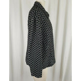 Jolibel Textured 3D Raised Print Black White Jacket Womens L Zippered Zip Up 80s
