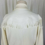 Grand Ole Opry Zip Front Ribbed Cardigan Sweater Faux Leather Fringe Womens 1X