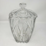 Gorham Lead Crystal Cut Glass Square Lidded Heavyweight Biscuit Cookie Jar Clear