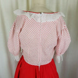Square Dance Dress Jeri Bee Red Lace Ruffle Diamond Rockabilly Vintage Womens M