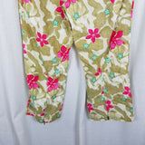 Oilily Hawaiian Hibiscus Floral Cropped Capris Culottes Pants Womens 6 Colorful