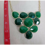 Emerald Green Faceted Beads BEADED NECKLACE Contemporary Statement Cluster Bib