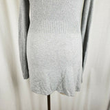 Express Stretch Long Length Plunge Neckline Tunic Knit Sweater Womens L Gray