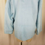 London Fog All Weather Suede Jacket Coat Womens M Powder Blue Faux Vegan Vintage
