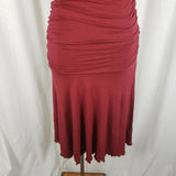 Mary Crafts Ruffled Ruched Gathered Fitted Jersey Knit Midi Dress Womens 0 Red